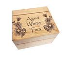 A wooden box with the text 