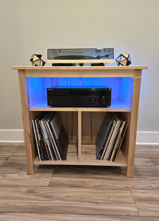 Vinyl Record Player cabinet with Lighting Effects Modern Farmhouse Style