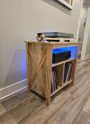 Vinyl Record Player cabinet with Lighting Effects Modern Farmhouse Style