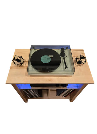 Vinyl Record Player cabinet with Lighting Effects Modern Farmhouse Style