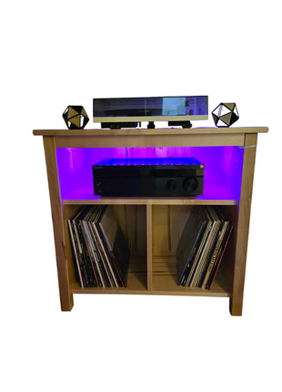 Vinyl Record Player cabinet with Lighting Effects Modern Farmhouse Style