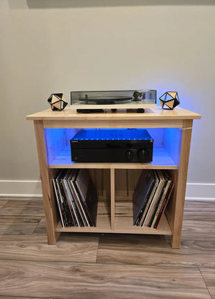 Vinyl Record Player cabinet with Lighting Effects Modern Farmhouse Style