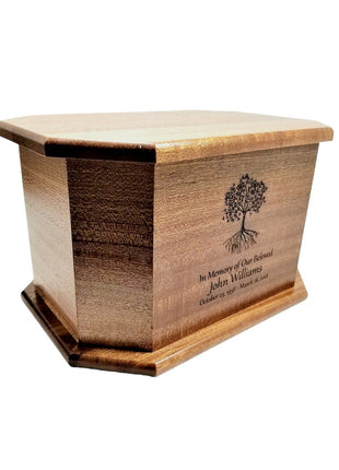 Tree Urn Add Text, Personalized Handmade Custom Wood Laser Engraved Memorial Urn