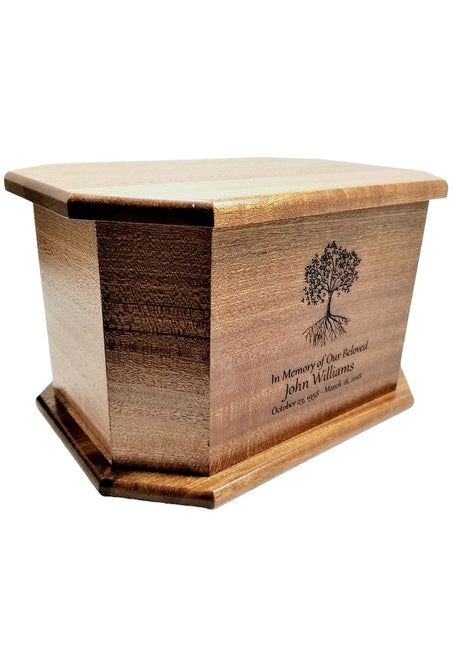 Tree Urn Add Text, Personalized Handmade Custom Wood Laser Engraved Memorial Urn