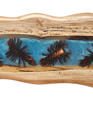 Wooden Epoxy Lighted Fixture Pinecone Wall Art