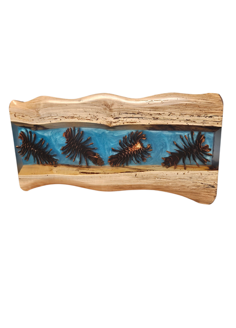 Wooden Epoxy Lighted Fixture Pinecone Wall Art