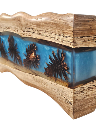 Wooden Epoxy Lighted Fixture Pinecone Wall Art
