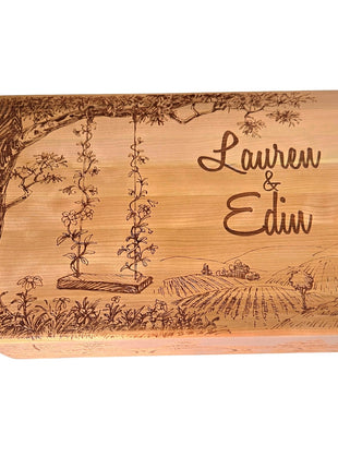 Flower Tree Swing Memory Box Add Text, Personalized Handmade Custom Wood Anniversary weddingl Laser Engraved Box