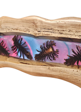 Wooden Epoxy Lighted Fixture Pinecone Wall Art