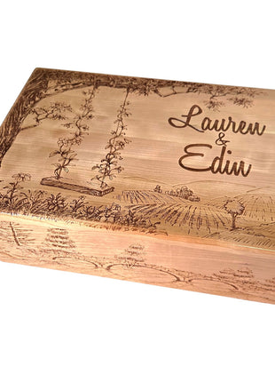 Flower Tree Swing Memory Box Add Text, Personalized Handmade Custom Wood Anniversary weddingl Laser Engraved Box