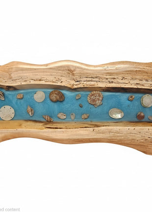 Wooden Epoxy Lighted Fixture seashell Nautical Wall Art