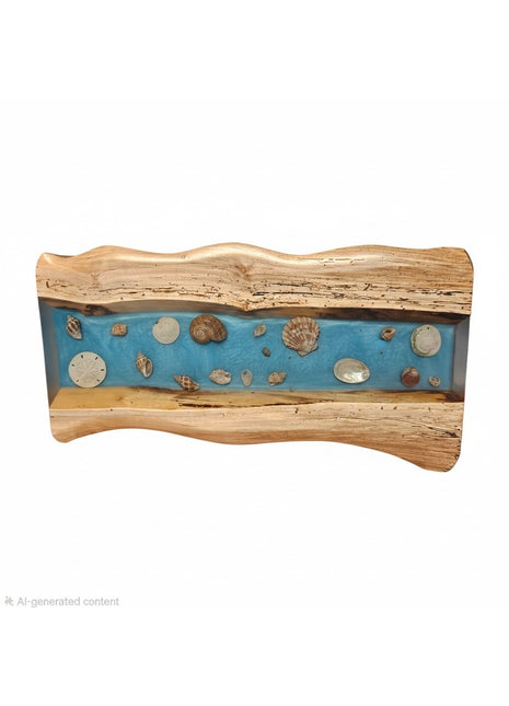 Wooden Epoxy Lighted Fixture seashell Nautical Wall Art