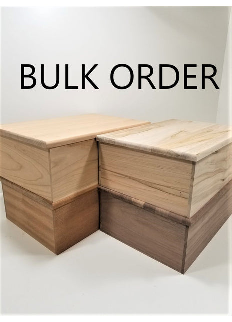 Engraver's Special Qty 48 12x8x4 Hardwood Handmade Boxes, Ambrosia Maple, Cherry, Mahogany, Walnut