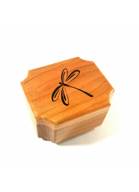 Dragonfly Mini Music Box Add Text, Personalized Handmade Custom Wood Small Wind Up Music Box