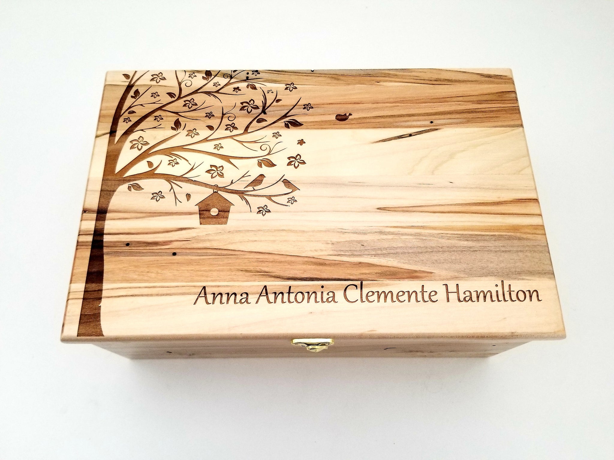 Personalized Tree with Bird House Memory Box