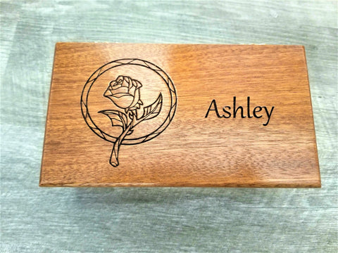 Personalized Rose Traditional Music Box