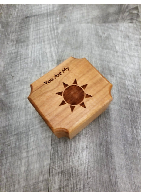 You Are My Sunshine Mini Music Box Add Text, Personalized Handmade Custom Wood Small Wind Up Music Box