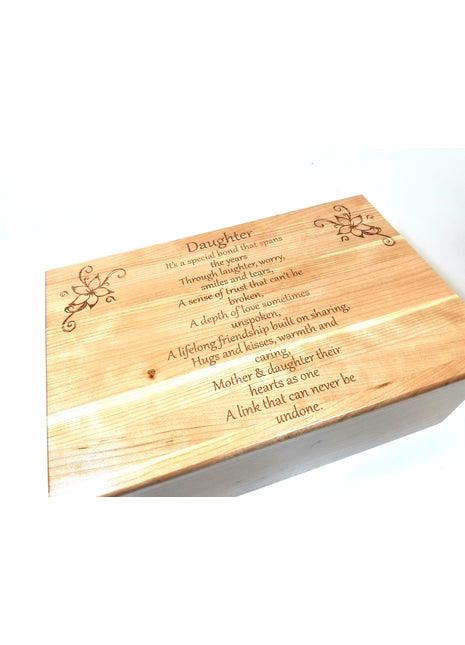 Daughter Memory Box Add Text, Personalized Handmade Custom Wood Memorial Laser Engraved Box