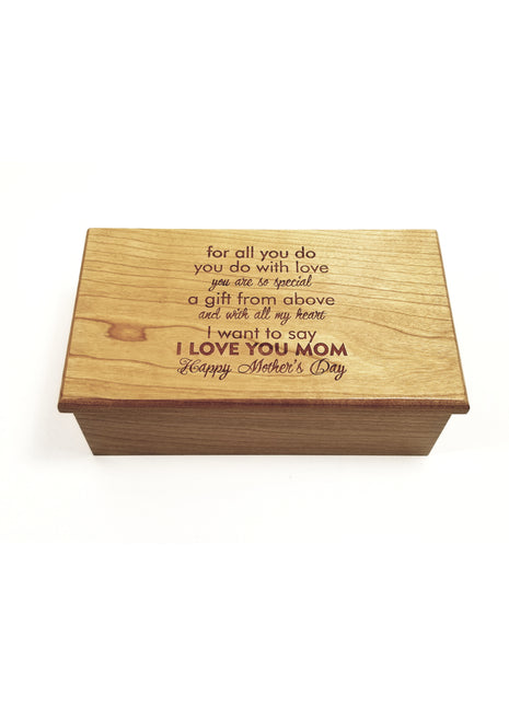 Mother's Day Music Box Add Text, Personalized Custom Laser Engraved Traditional Wind Up Handmade Wood Music Box