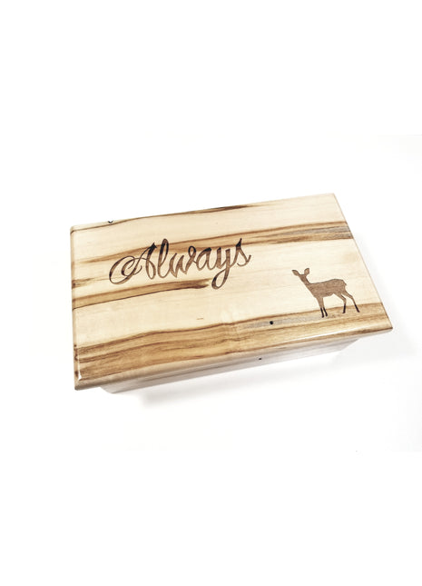 Always with Doe Music Box Add Text, Personalized Custom Laser Engraved Traditional Wind Up Handmade Wood Music Box