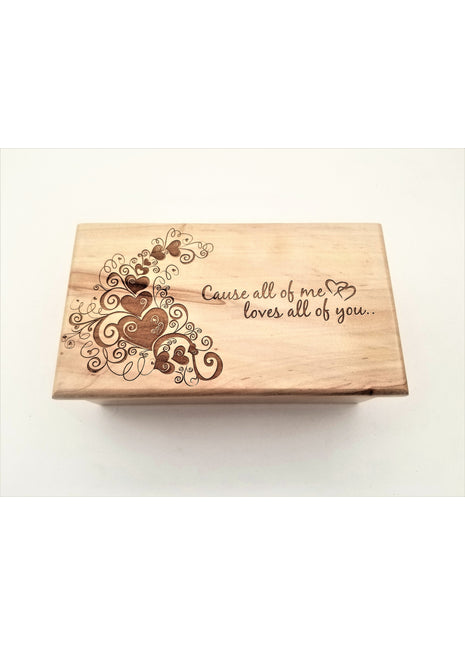 Heart Burst Electronic Music Box Add Text, Personalized Handmade Custom Wood Laser Engraved Music Box