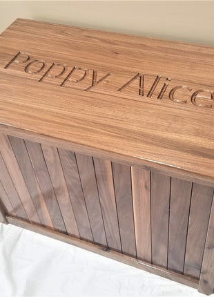 Personalized Handmade Hardwood Toy Chest, Heavy Duty Toy Chest with Soft Close Hinges, Add Custom Text