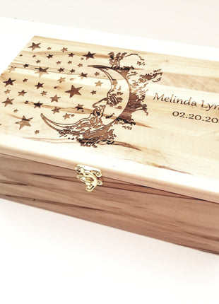 Personalized Moon and Stars Memory Box