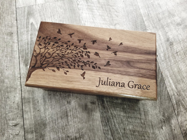 Personalized Tree with Birds Traditional Music Box