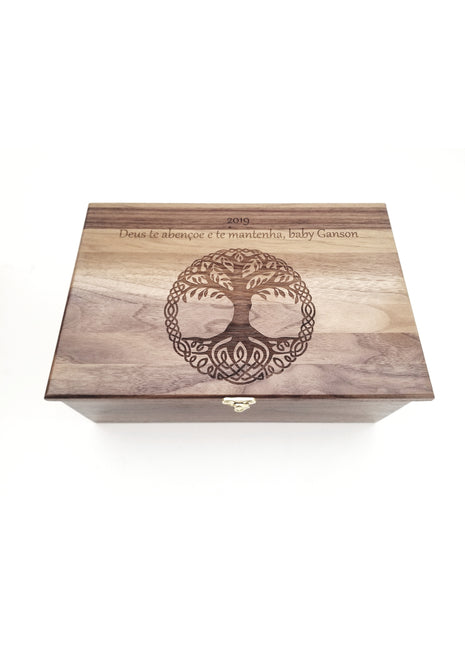 Celtic Tree of Life Memory Box Add Text, Personalized Handmade Custom Wood Memorial Laser Engraved Box