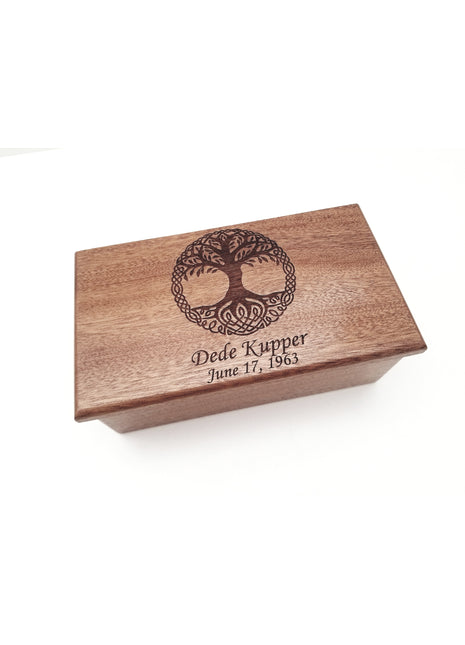 Celtic Tree of Life Music Box Add Text, Personalized Custom Laser Engraved Traditional Wind Up Handmade Wood Music Box
