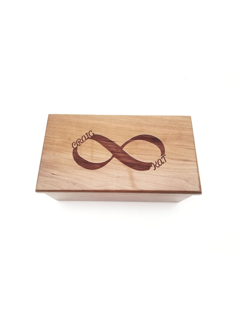 Infinity Sign with Names Electronic Music Box Add Text, Personalized Handmade Custom Wood Laser Engraved Music Box