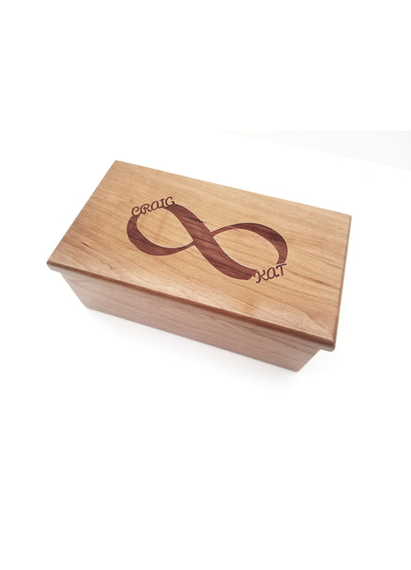 Infinity Music Box Add Text, Personalized Custom Laser Engraved Traditional Wind Up Handmade Wood Music Box