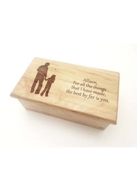 Father Daughter Electronic Music Box Add Text, Personalized Handmade Custom Wood Laser Engraved Music Box