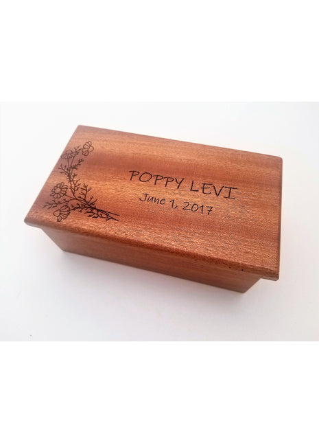 Daisy Flower Border Electronic Music Box Add Text, Personalized Handmade Custom Wood Laser Engraved Music Box