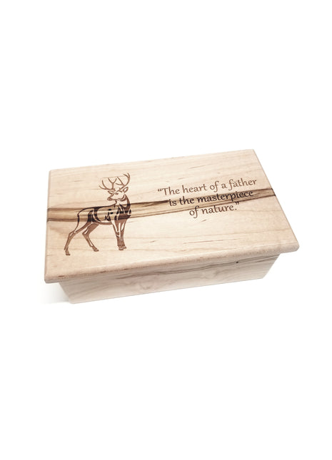 Deer Hunting Music Box Add Text, Personalized Custom Laser Engraved Traditional Wind Up Handmade Wood Music Box