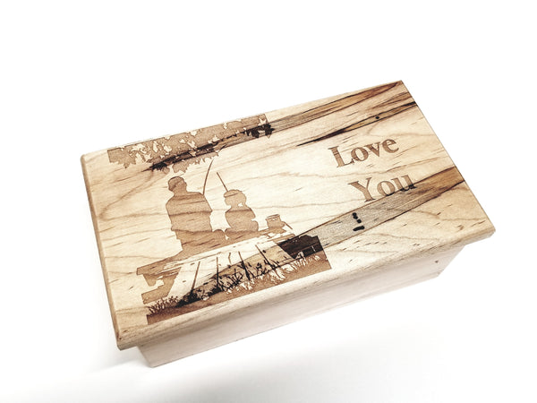 Personalized Father Daughter Fishing Traditional Music Box