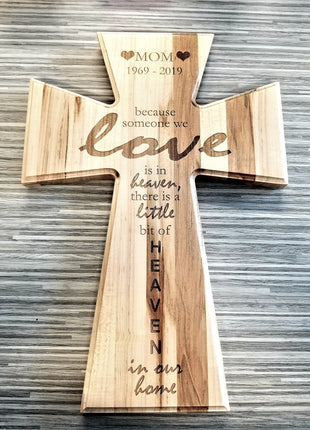 Handmade Custom Engraved Wooden Remembrance Memorial Cross