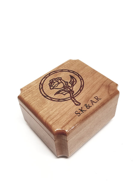 Rose Mini Music Box Add Text, Personalized Handmade Custom Wood Small Wind Up Music Box