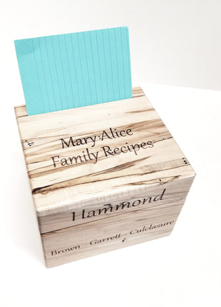 Family Recipes Handmade Wood Recipe Box