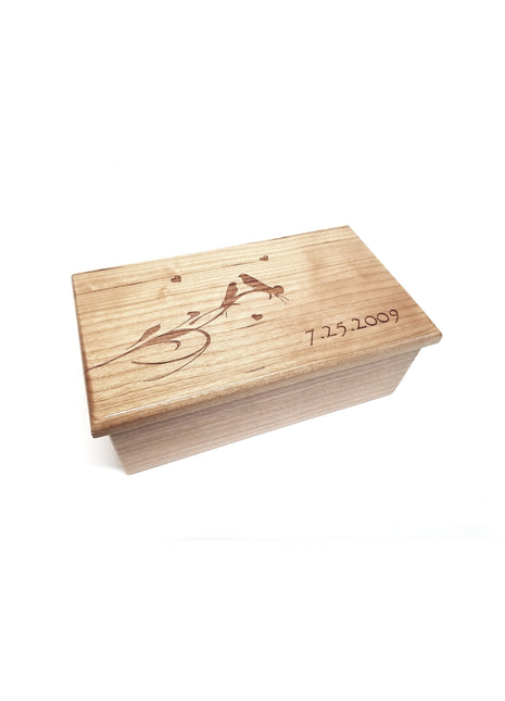 Love Birds Electronic Music Box Add Text, Personalized Handmade Custom Wood Laser Engraved Music Box