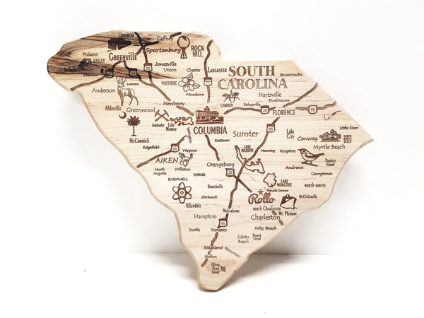 Personalized South Carolina Road and Cities Cutting Board, SC Cutting Board, SC Gift