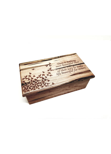 Birds in Corner Electronic Music Box Add Text, Personalized Handmade Custom Wood Laser Engraved Music Box