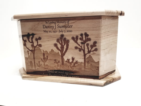 Custom Engraved Handmade Personalized Desert Scene Urn, Custom Cactus Urn
