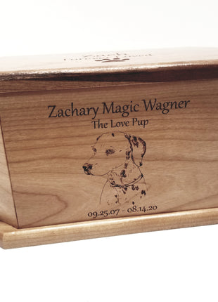 Engraved Handmade Personalized Dog Pet Urn, Small Urn, Urn for Pet, Dog Urn, Dalmatian Urn