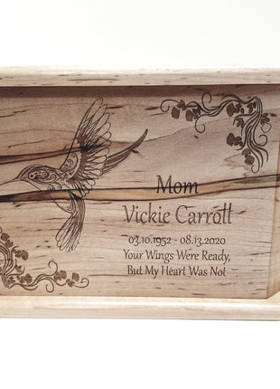 Custom Engraved Handmade Personalized Humming Bird Urn, Mother Urn, Grandmother Urn, Hummingbird Urn