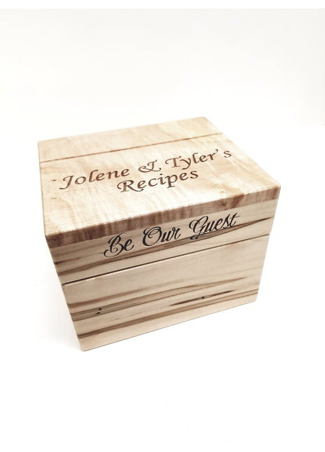 Recipe Card Box Add Text,  Personalized Custom Laser Engraved Kitchen Recipe Card Box, 6"x4" Recipe Card Storage Holder
