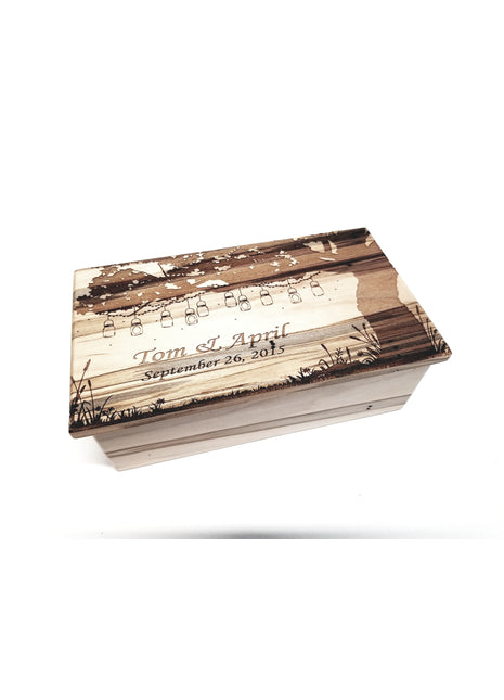 Mason Jar Tree Lights Electronic Music Box Add Text, Personalized Handmade Custom Wood Laser Engraved Music Box