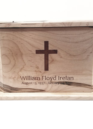 Custom Engraved Handmade Personalized Cross Urn, Custom Religious Urn, Christian Urn