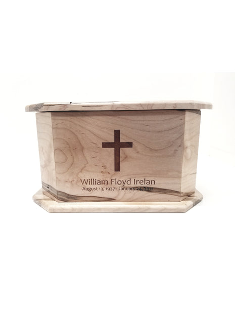 Religous Christian Cross Urn Add Text, Personalized Handmade Custom Wood Laser Engraved Memorial Urn