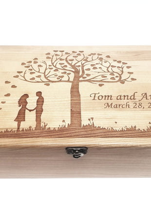 Personalized Couple Under Heart Tree Memory Box